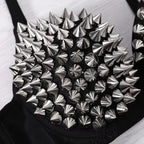 Spike Stud Rhinestone Bra Top | Punk Stage Costume