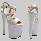 8-Inch Snakeskin Platform Heels - Exotic Pole Dance Sandals