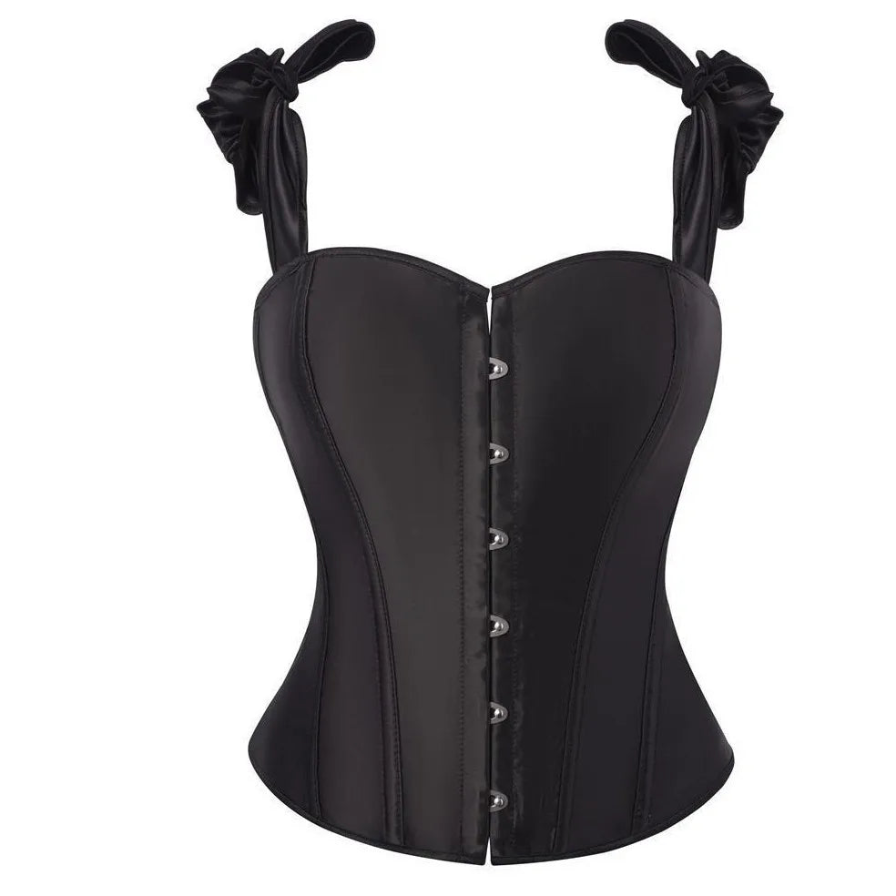 Satin Overbust Corset | Bow Straps | 10-Bone
