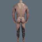 Men's Rhinestone Mesh Jumpsuit | Crystal Bodycon | Stage & Nightclub | One Size