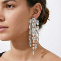 Long Rhinestone Tassel Earrings