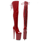 Patent Thigh-High Platform Pole Dance Boots – 9-Inch Heel