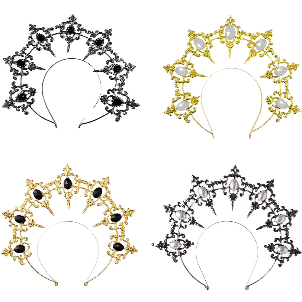 Regal Spiked Rhinestone Halo Headpiece