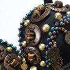 Tribal Belly Dance Bra - Vintage Gypsy Style with Beads, Mirrors & Coin Drapes