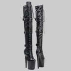 20CM Matte PU Over-Knee Pole Dance Boots - Professional Performance Heels