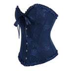 Floral Satin Overbust Corset | Lace Trim | Victorian Gothic