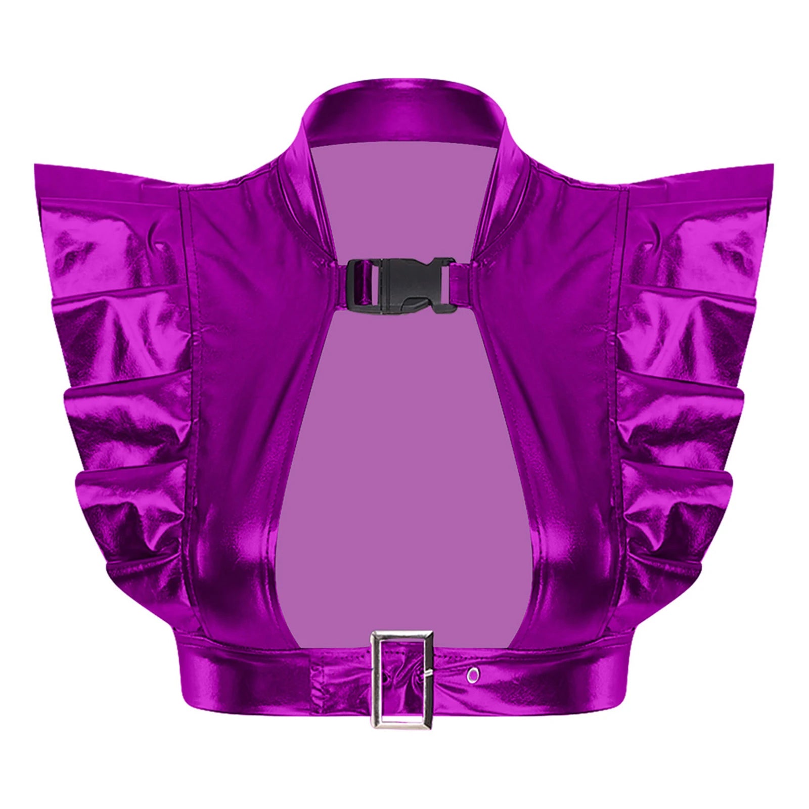 Metallic Shoulder Armor Shrug Crop Top | 6 Colors