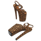 9-Inch Leopard Print Platform Sandals - Suede High Heel Performance Shoes