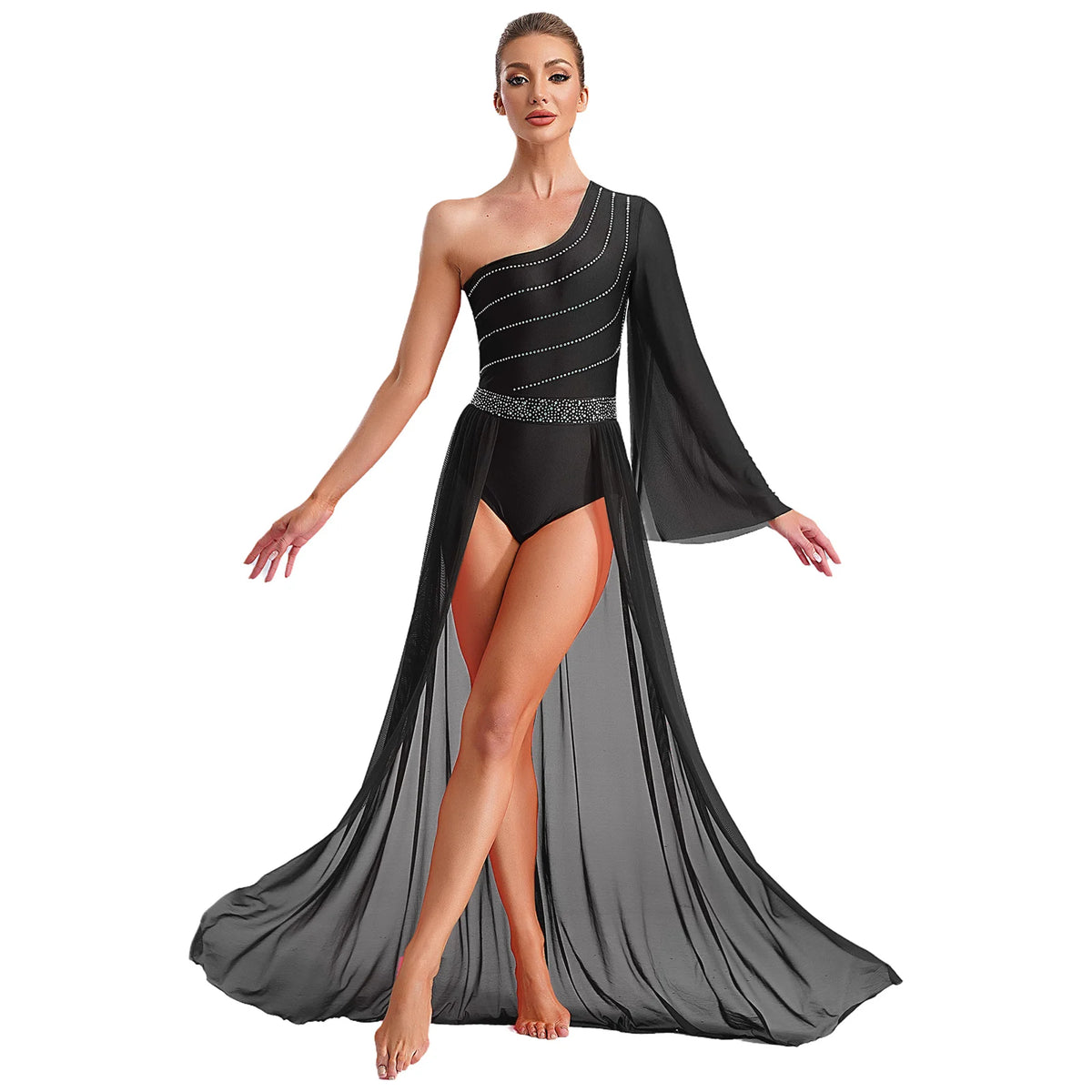 Rhinestone Lyrical Dress | Side Split | Color Block