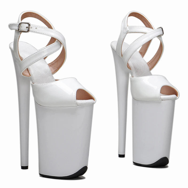 9-Inch Platform Sandals - Peep Toe Ankle Strap Exotic Dance Heels