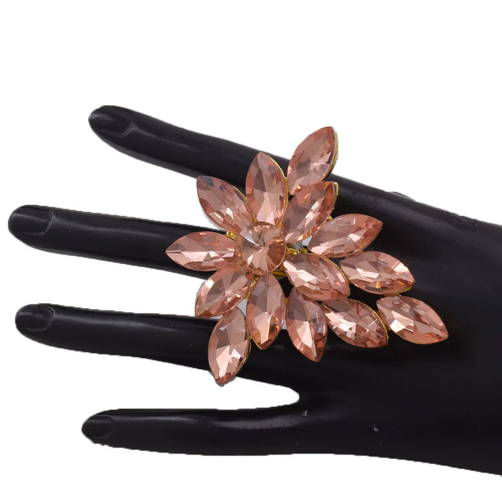Gemstone Flower Cocktail Ring | Adjustable | 6.5cm