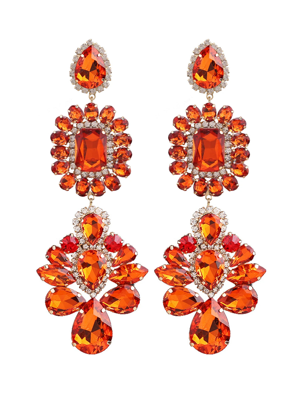 Rhinestone Water Drop Earrings | Clip or Pin