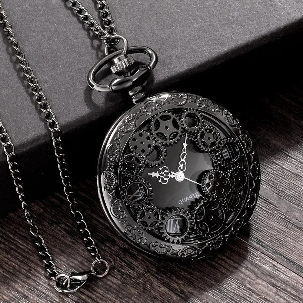 Steampunk Pocket Watch | Black Gearwork