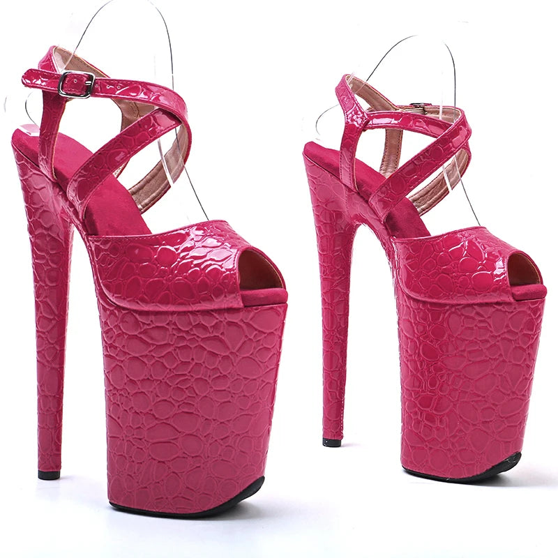 Stone Pattern Platform Sandals - 23cm Pole Dance Heels