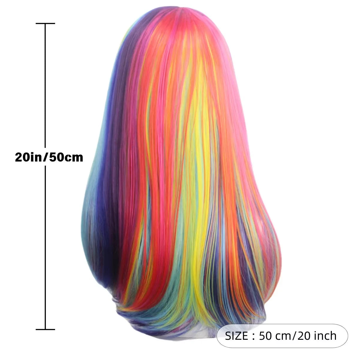 Rainbow Straight Wig | Bangs | Pride & Stage