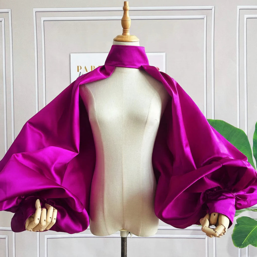 Satin Bolero | Puffy Sleeves & High Neck | Pageant & Stage