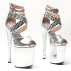 8-Inch Silver Platform Heels - Pole Dance Shoes