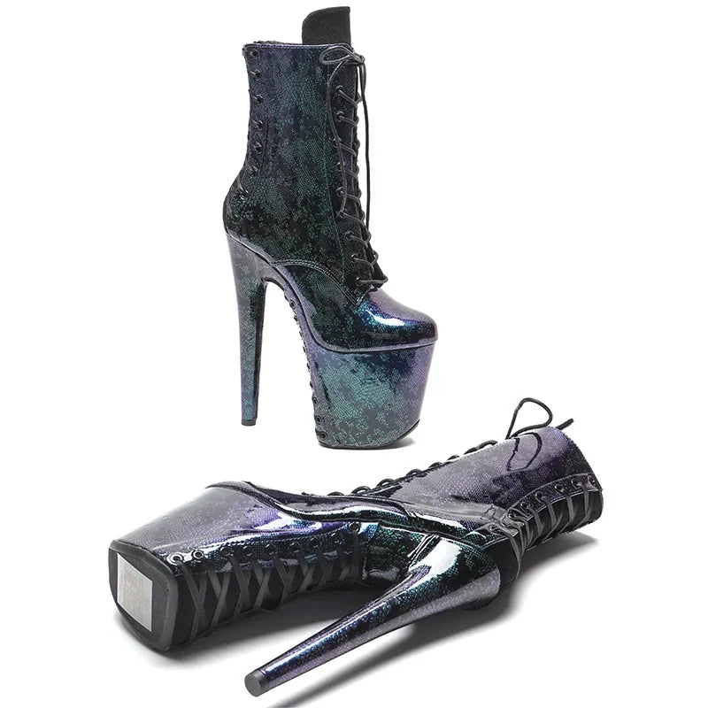 20cm Platform Ankle Boots - Slip-On Dance Boots