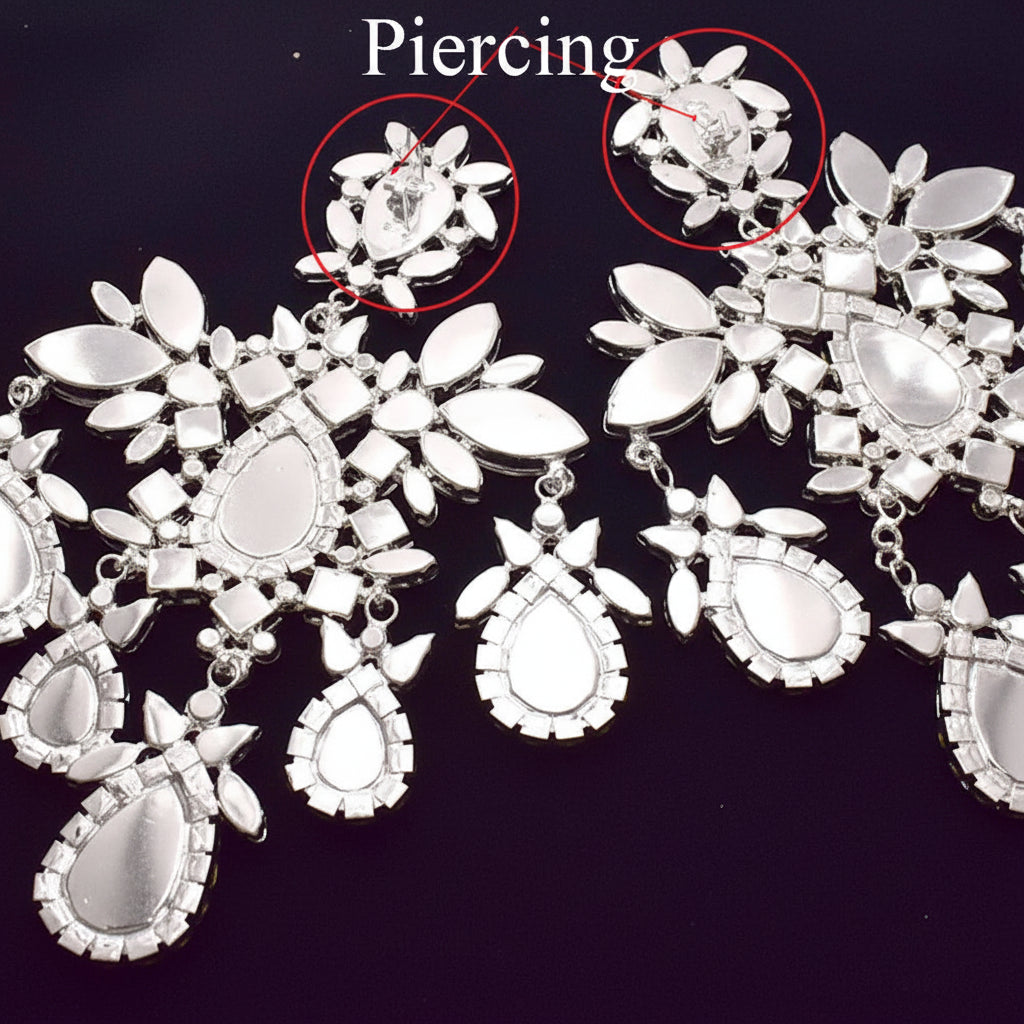 Oversized Rhinestone Dangle Earrings | 12×20.8cm