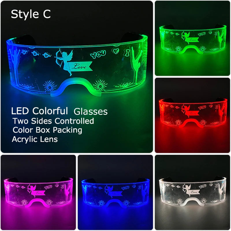 LED Acrylic Visor Glasses | 12-Mode Light-Up Rave Eyewear
