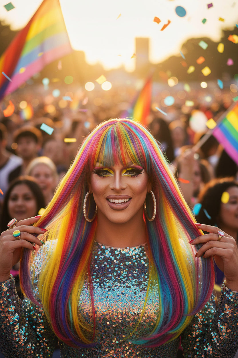 Rainbow Straight Wig | Bangs | Pride & Stage