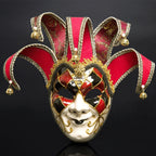 Venetian Jester Mask | Full Face with Bells | 3 Colors
