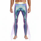 Men's Mermaid Leggings | Metallic Fish-Scale Print | Tulle Trim