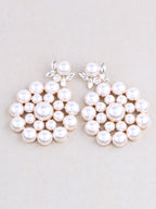 Faux Pearl Drop Earrings | Rhinestone Sparkle | Clip or Pin