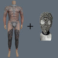 Men's Rhinestone Mesh Jumpsuit | Crystal Bodycon | Stage & Nightclub | One Size