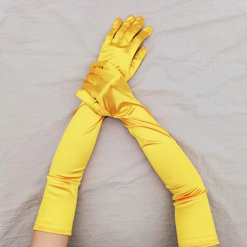Elbow-Length Satin Gloves | Stagewear