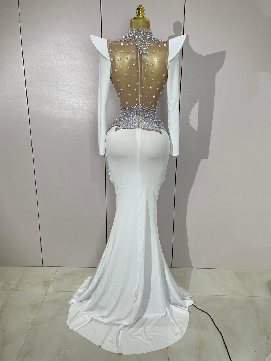 3D Floral Mesh Mermaid Gown | Long Sleeve | Pageant