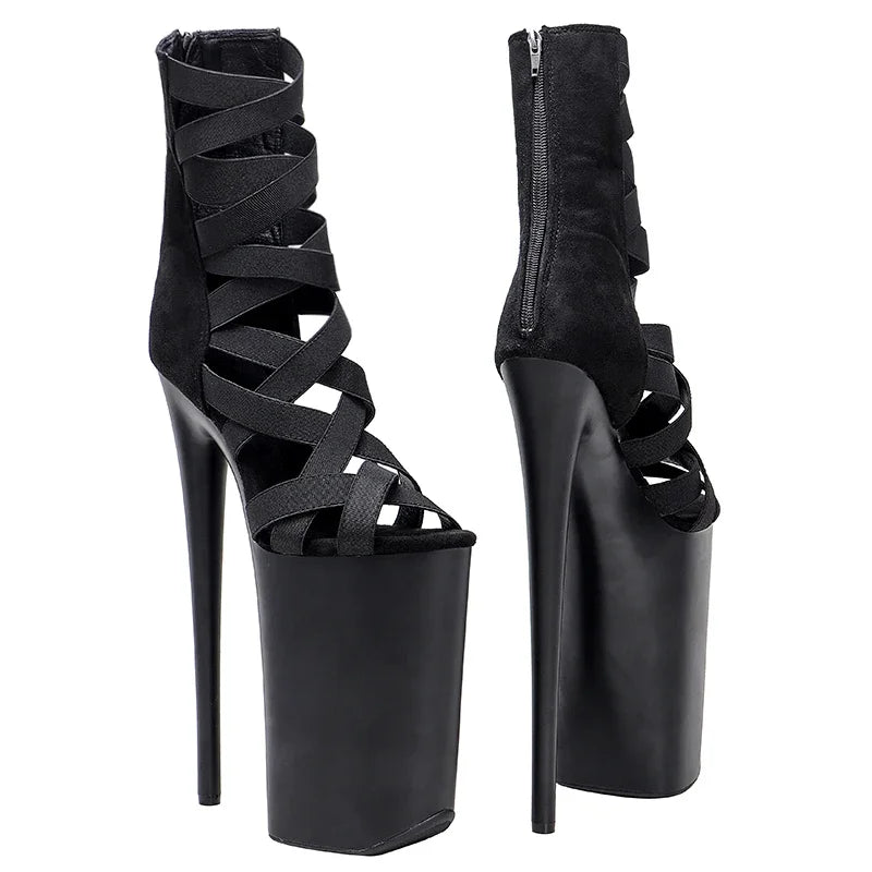 26CM Platform Ankle Boots - Extreme 10 Inch High Heel Pole Dance Boots