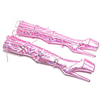 8-Inch Holographic Platform Boots - Thigh-High Exotic Dance Boots