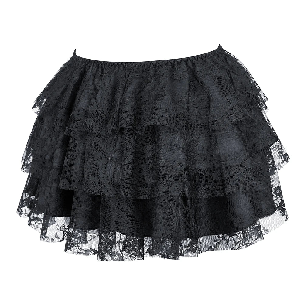 Lace Mini Skirt | Layered Ruffles