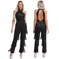 Sequin Tassel Jumpsuit | Halter Neck | Latin Dance