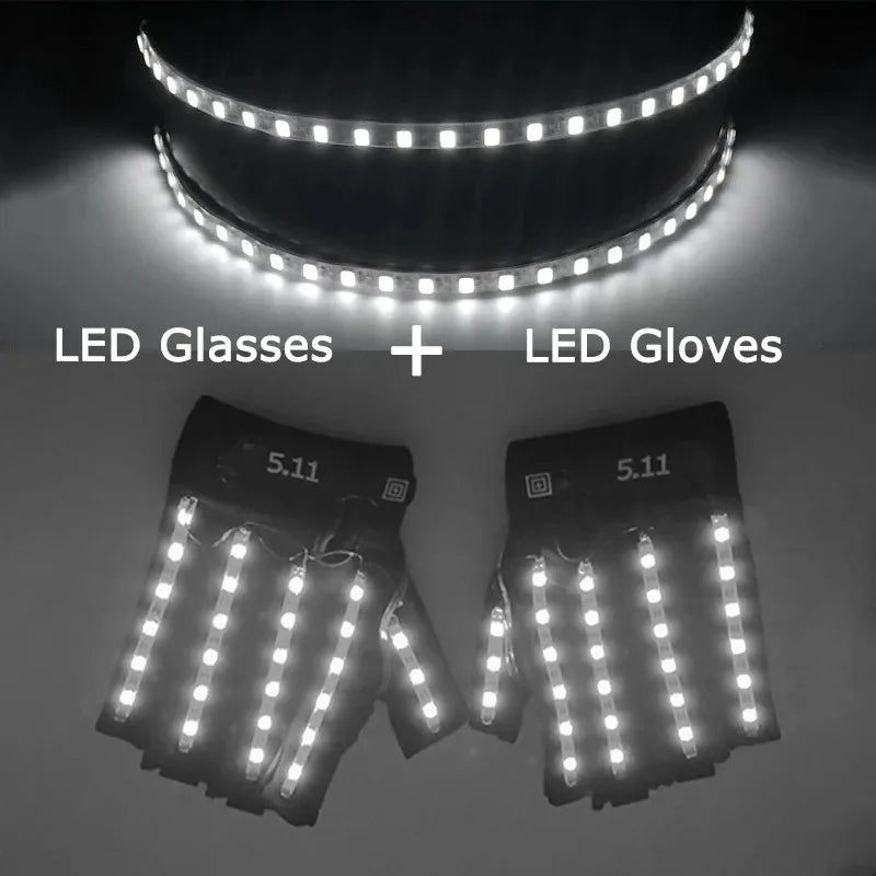 LED Light-Up Rave Glasses & Gloves | Cyberpunk Festival Eyewear