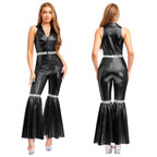 Women's Sequin Jumpsuit | Sleeveless V-Neck | 70s Disco