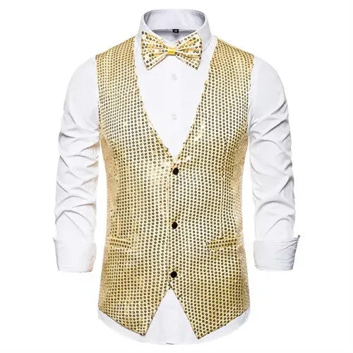 Men's Sequin Waistcoat | V-Neck