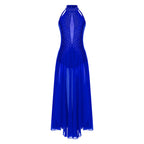 Women's Lyrical Dance Dress | Rhinestone Halter | Strappy Back | 8 Colors