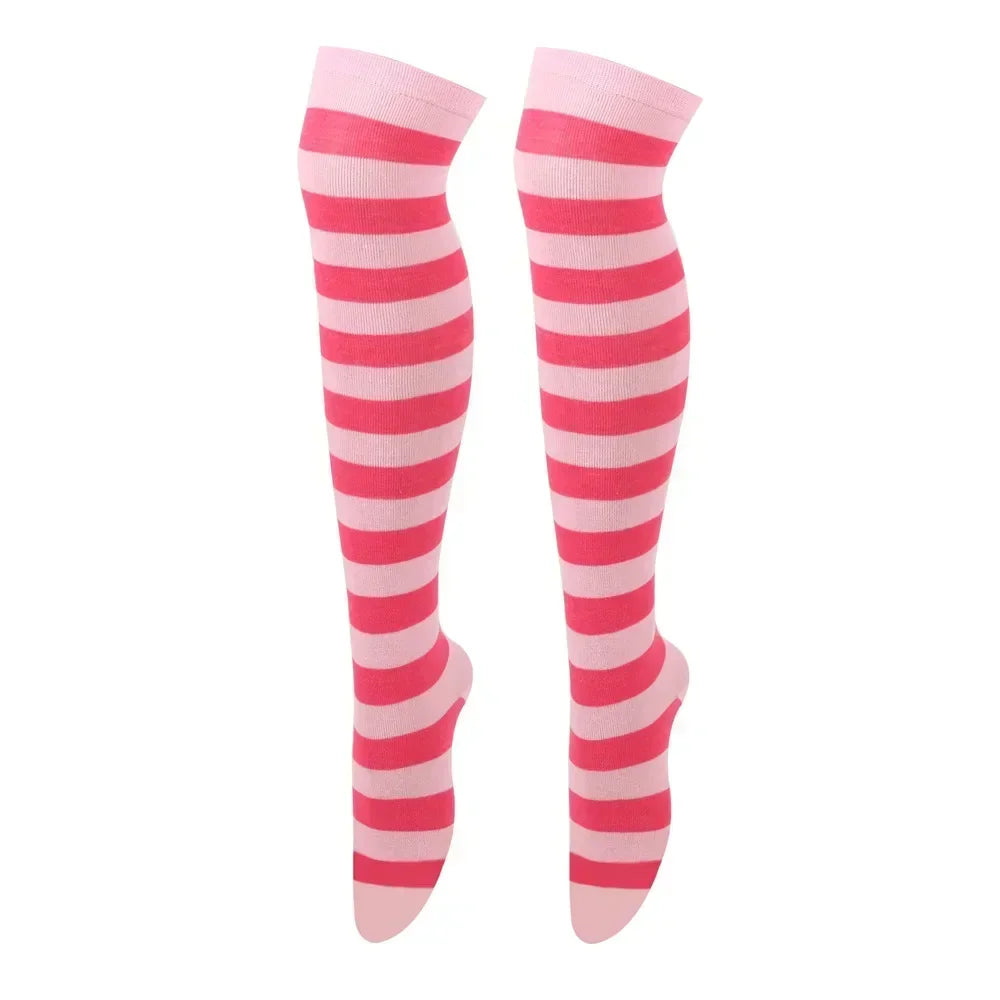 Striped & Polka Dot Thigh-High Stockings | Over-Knee | 27 Colors