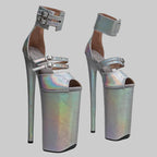 26CM Holographic Platform Sandals - Extreme 10 Inch High Heel Pole Dance Shoes