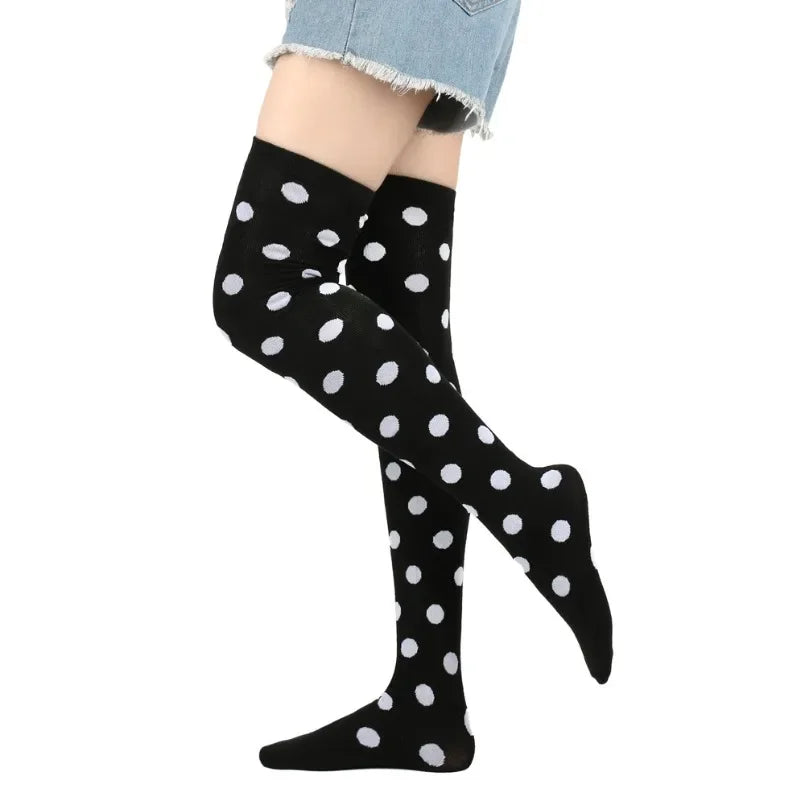 Striped & Polka Dot Thigh-High Stockings | Over-Knee | 27 Colors