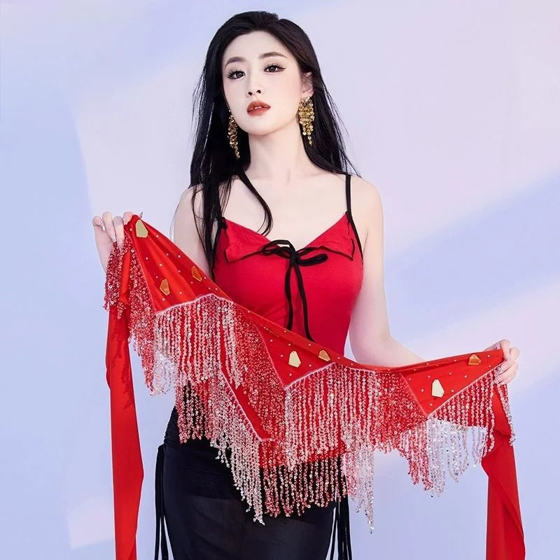 Belly Dance Hip Scarf | Beaded Tassel Wrap