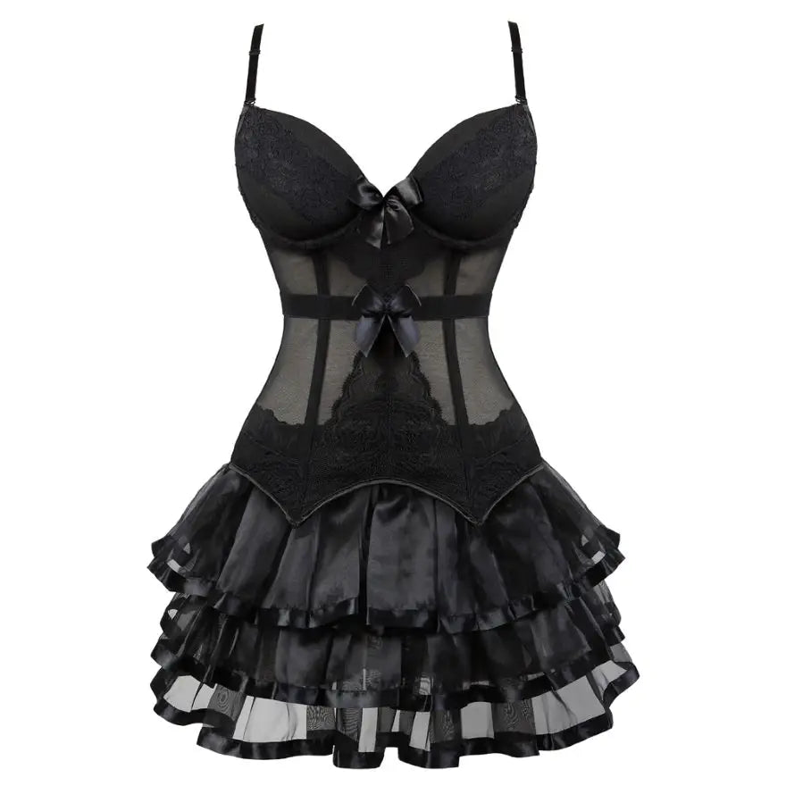 Overbust Corset & Tutu Skirt Set | Straps Cup | Burlesque