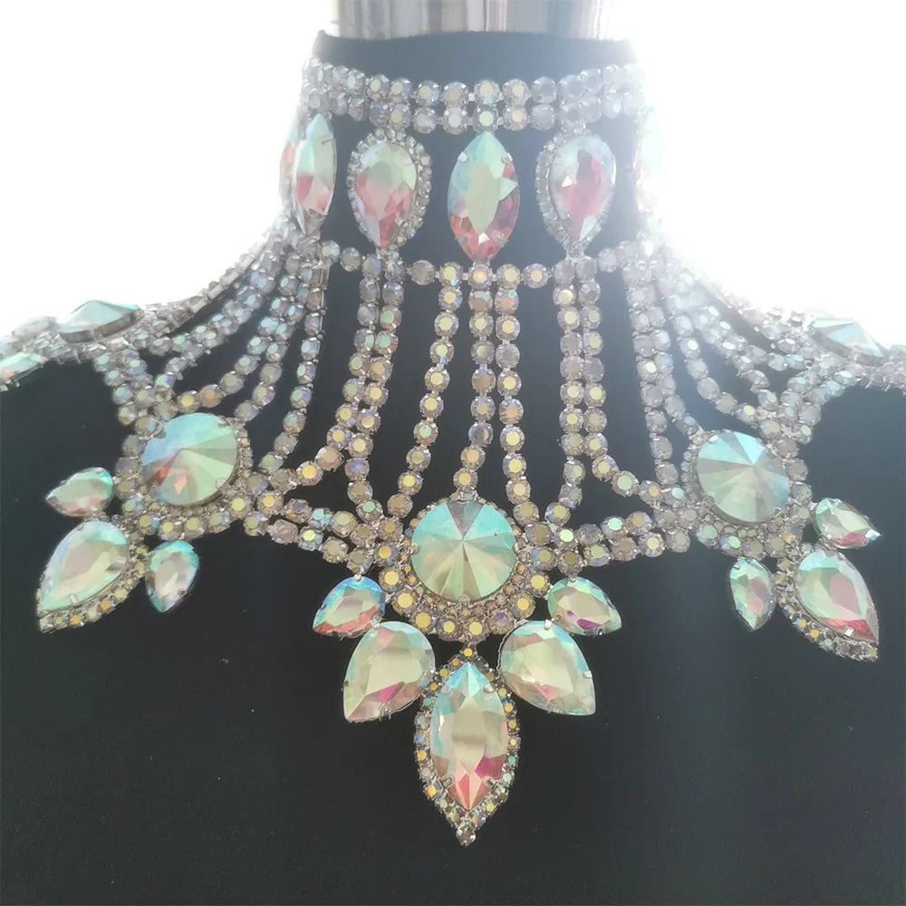 Rhinestone Choker Shoulder Necklace | Crystal Statement