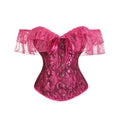 Ruffled Overbust Corset | Jacquard & Lace | Victorian Gothic
