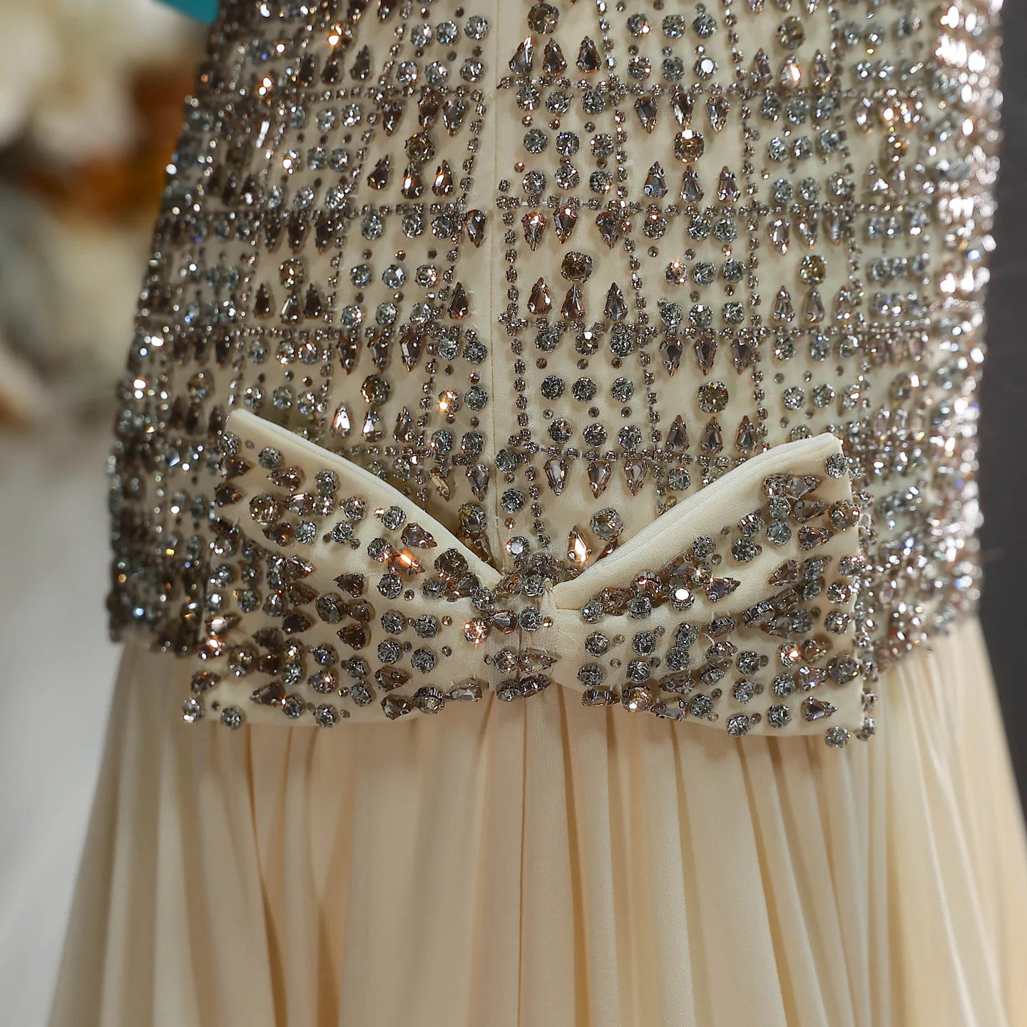 Beaded Sequin Bow Gown | Sweetheart A-Line | Floor-Length
