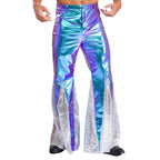 Men's Metallic Bell Bottom Pants | Holographic Flare | 70s Disco