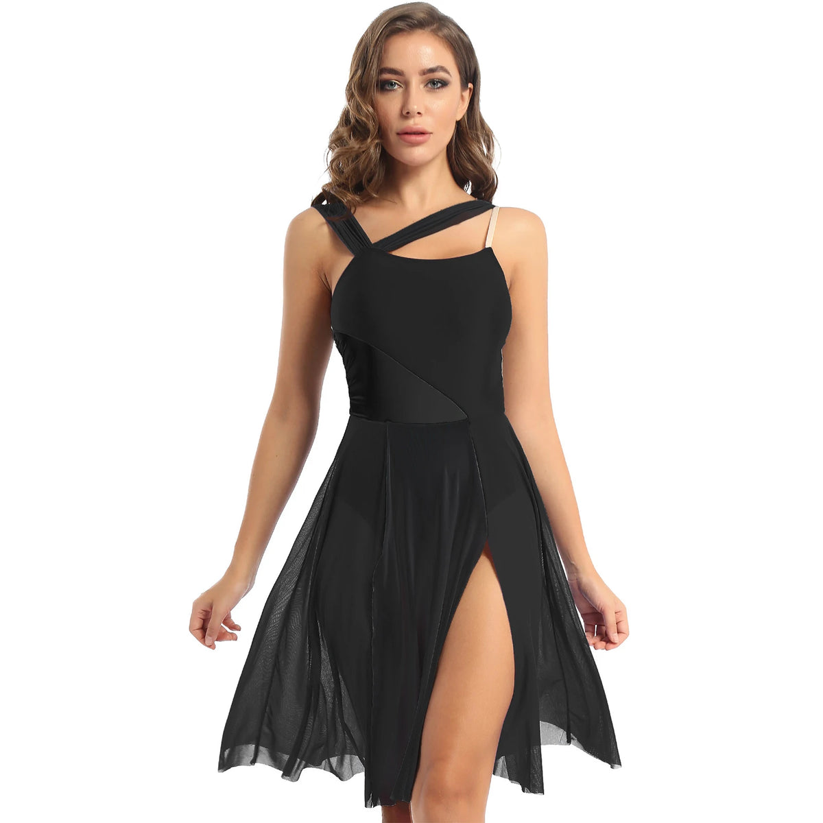 Lyrical Dance Dress | Color-Block Split Mesh