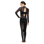 Women's Rhinestone Sheer Mesh Dance Jumpsuit | Mock Neck & One-Shoulder Styles | Gymnastics & Performance